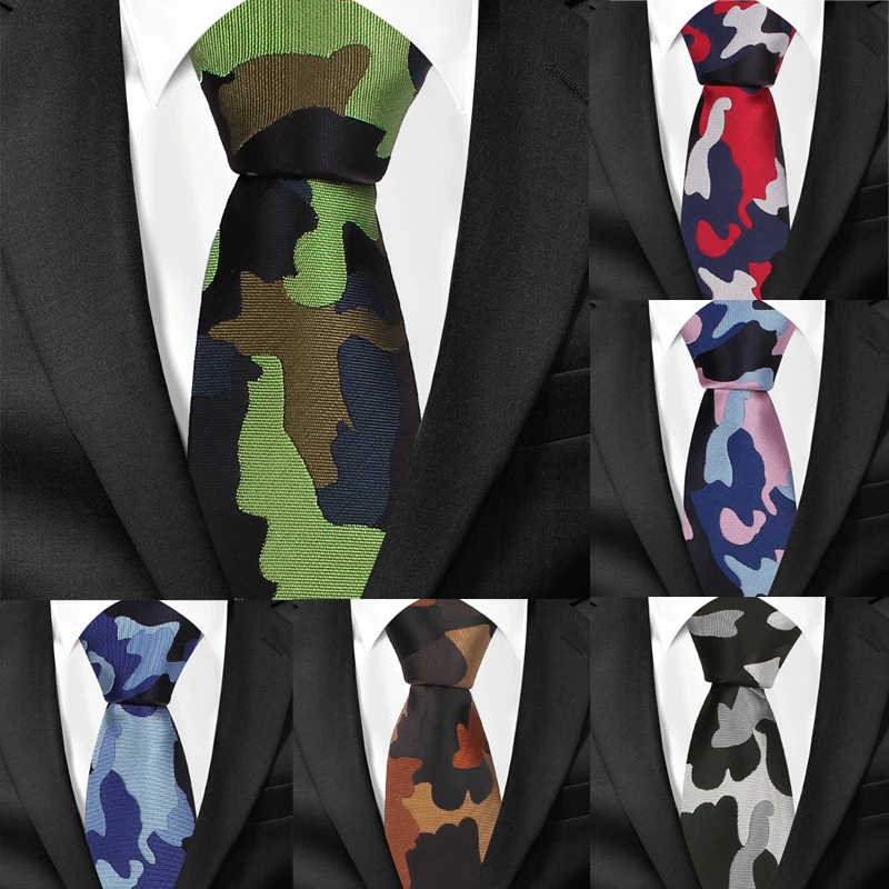 Модные камуфляжные галстуки для мужчин, повседневные тонкие галстуки Gravatas, обтягивающие мужские галстуки, классические жаккардовые галстуки для мужчин, вечерние галстуки Gravatas