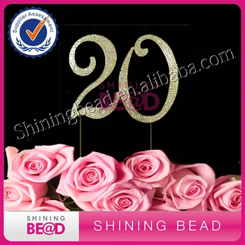 

10pcs/lot +Numbrer 20 for 20th Birthday or Anniversary Cake Topper Party Decoration Supplies, Gold,Free shipping