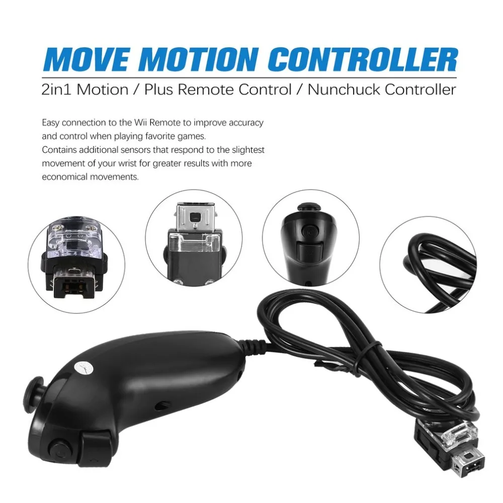 

For Nintendo Move Motion Controller navigation controller Handle 2in1 Motion Plus Remote Control + Nunchuck Controller