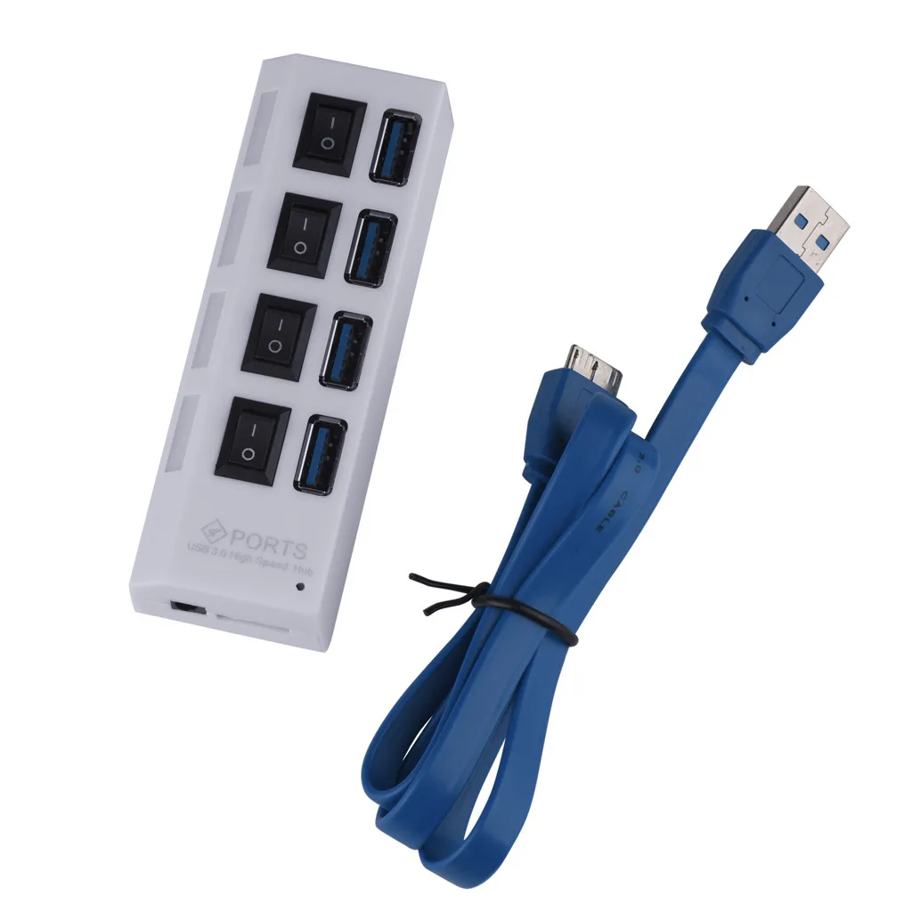 Белый CARPRIE USB концентратор USB 3,0 Супер скорость 4 порта 5 Гбит/с концентратор со светодиодный индикацией вкл/выкл переключатель для планшета тонкий белый USB удлинитель концентратор - Цвет: Белый
