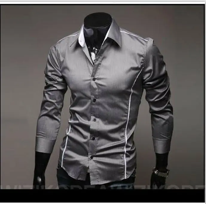 

2018 Fall Brand Men Slim Long Sleeve Shirt Social Black Dress Shirt Men's Casual Shirt Men's Size M-3XL