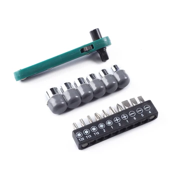 

Hoomall 17Pcs Socket Wrench Tool Set Universal Wrench+6Pcs Sleeve +10Pcs Bits Quick Snap Grip Ratchet Wrench Hand Repair Tools