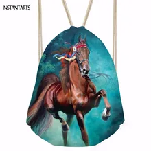 INSTANTARTS милые пони Crazy Horse печати для женщин и мужчин мешки с Кулиской студентов колледжа путешествия рюкзаки Softback пляжная сумка для хранения