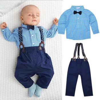 

Baby Boy Clothing Suit Gentlemanlike Boys Long-sleeved Shirt and Long Pants Clothing Sets for Autumn Wear for 6-24Months Boys