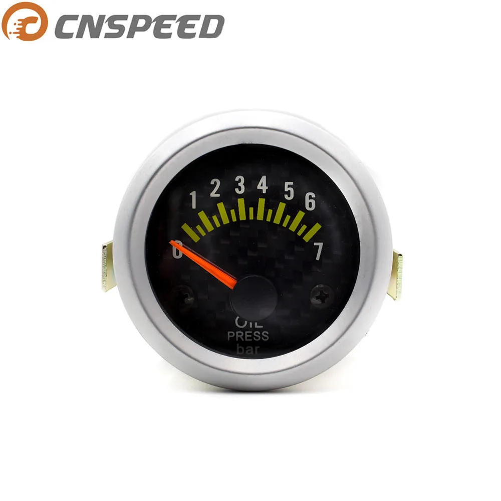 

CNSPEED 52mm 12V Car Auto Oil Pressure Gauge Meter 0-7Bar With Sensor Carbon Fiber Car Oil Pressure Meter White LED YC100036