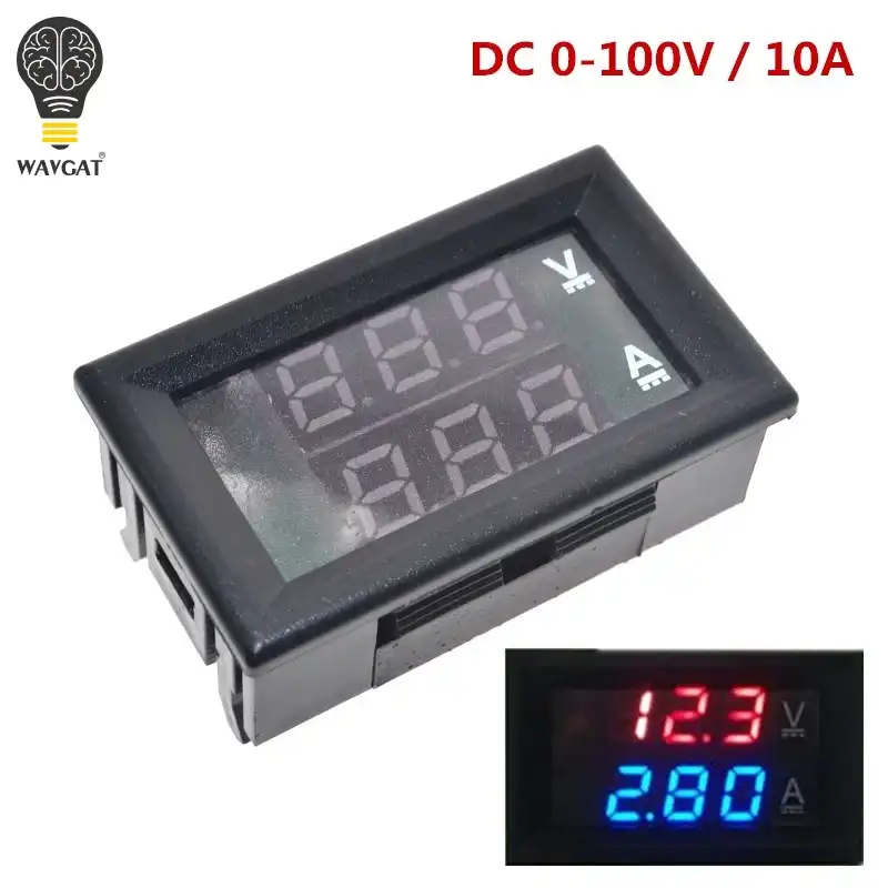 DSN VC288 DC 100V 10A Voltmeter Ammeter Blue + Red LED Amp Dual Digital