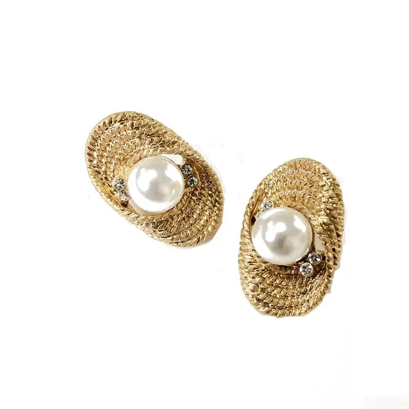 

Free Shipping New Cute Elegant Pearl Alloy Geometric Crystal Stone Sweet Stud Earring