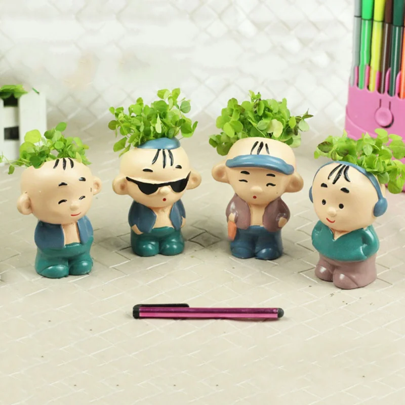DIY мини новая трава кукла волосы белый ленивый человек растение для сада