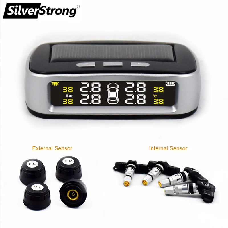 Solar Power USB TPMS Car Tire Pressure Monitoring System LCD Display 4 External Sensors for VW Toyota SUV Temperature Warning 8
