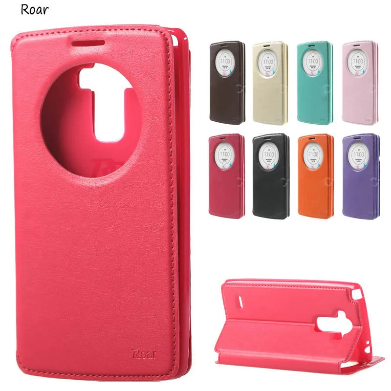 

For ( LG G4 Stylus ) Case Roar Korea View Window Genuine Leather Stand Flip Cover For Funda LG G4 Stylus Ls770 Phone Bags Cases