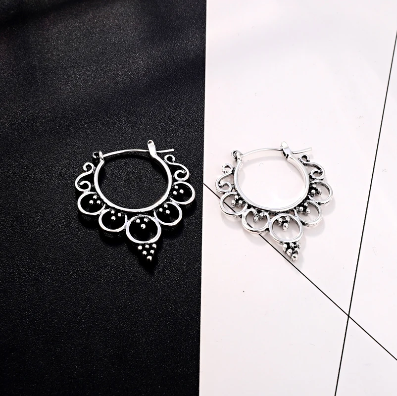 1 пара, простые, изысканные, полые, милые, бесконечные круглые серьги-кольца, цвет: старое серебро, индивидуальные серьги для девочек, E15-2