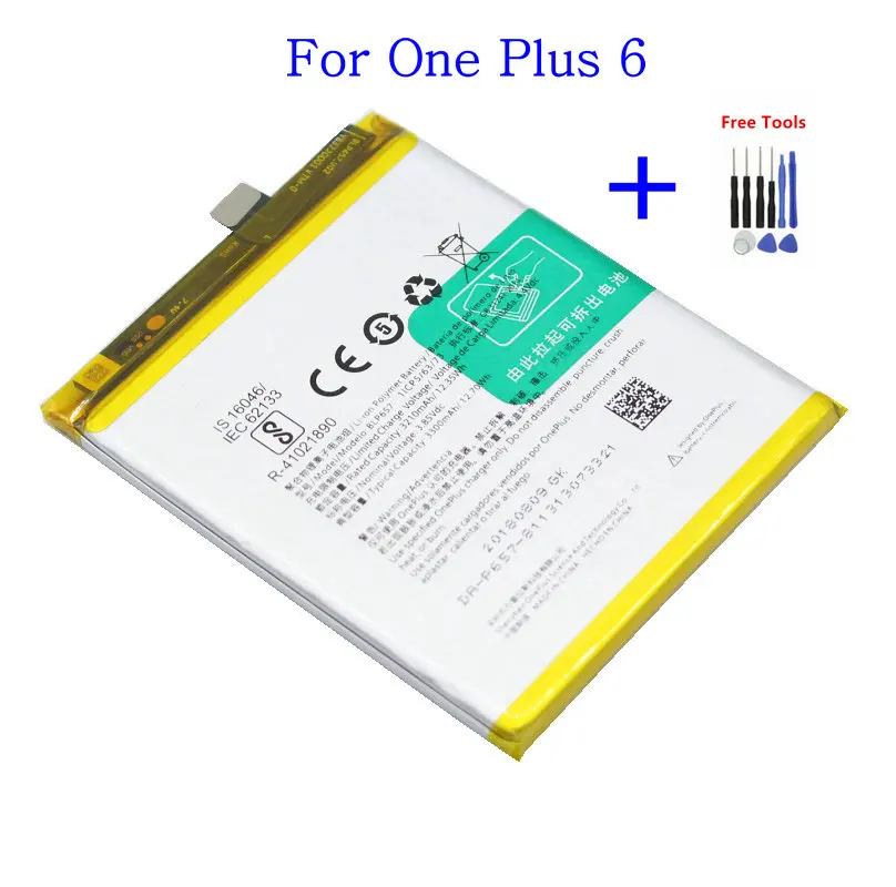 

Ciszean 1x 3300mAh / 12.7Wh BLP657 Replacement Battery For OnePlus 6 One Plus 6 Batterie Bateria Batterij + Repair Tools kit