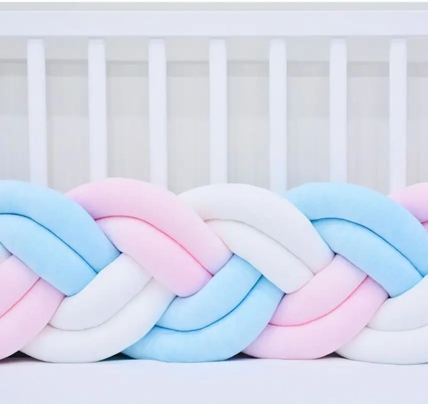 

Six Strand Baby Bed Bumper Knot Design 2m Newborn Crib Pad Protection #1536 Bedding Accessories for Infant Kids Toys Pillow