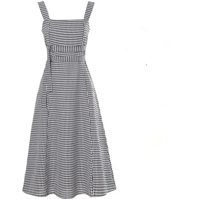 

Vintage plaid dress women knee-length party dresses