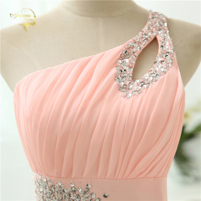 Vestido de festa, длинное розовое вечернее платье, новинка, шифоновое платье на одно плечо, Abendkleider OL330