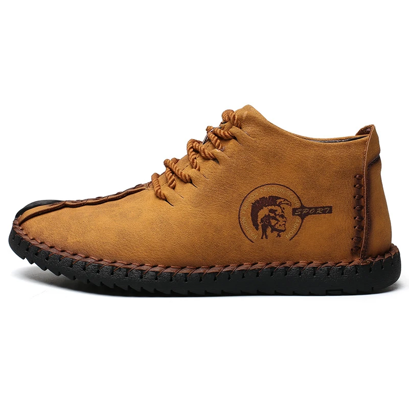 

2019 New Men Casual Shoes Fashion Leather Comfortable Flat Boots Men Lace-up Shoes Winter Autumn Male Sneaker Hiking Boots