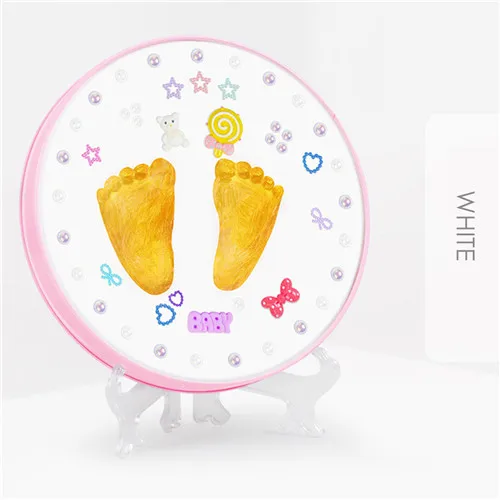 Детские сувениры для мам и детей, изготовители мягких глиняных лавок для новорожденных, незаметный отпечаток руки для детей 0-3 лет - Цвет: White