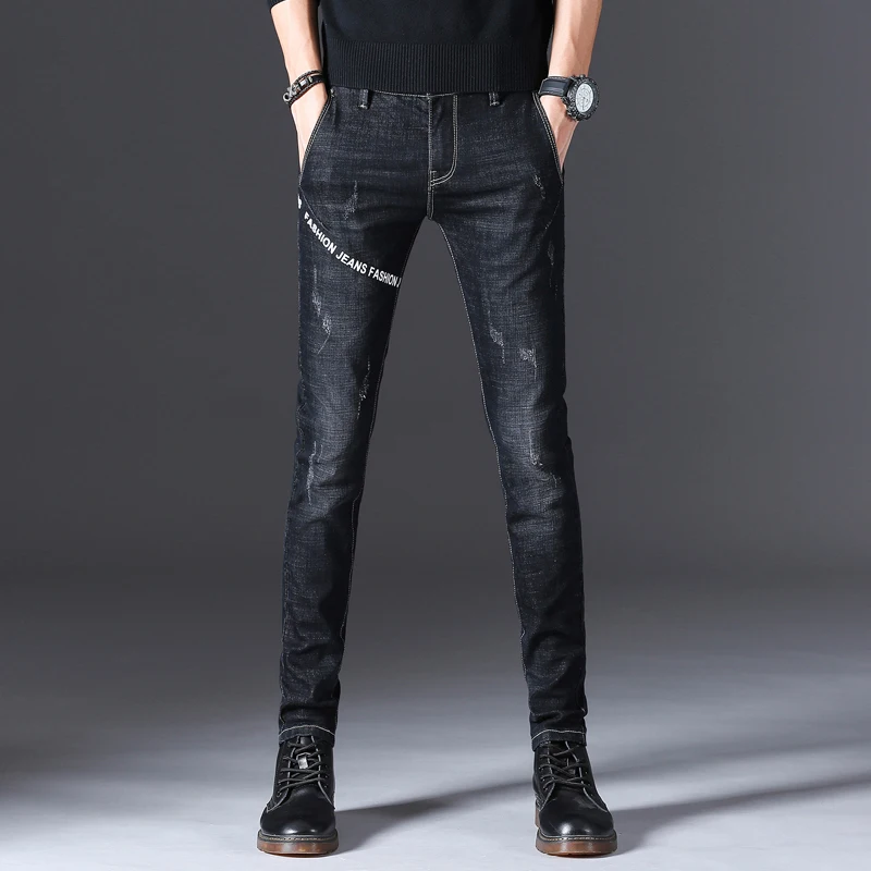 2018 зима осень модные обтягивающие джинсы мужские стрейч джинсы мужские эластичные повседневные тонкие длинные брюки мужские классические