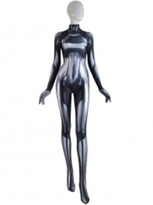 Костюм зентай женский для косплея серый костюм из спандекса с 3D принтом Samus Zero на
