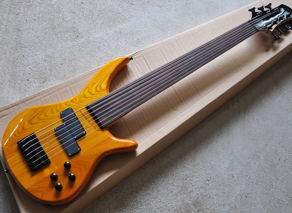 7 Strings Split Electric Bass Guitar with Active Pickups,Black Hardware