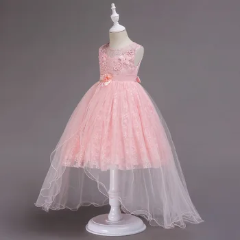 

Girls skirt lace princess dress Floral Hollow Baby Girls Evening Prom Costume Dress Trailing dress flower T stage show dress