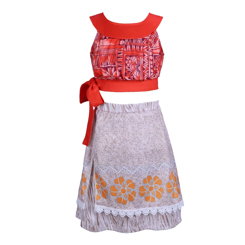 

Pettigirl Summer Fashion Girls Party Dress Moana Advanture Outfit For Kids Halloween Party Cosplay Clothing Set Children Clothes