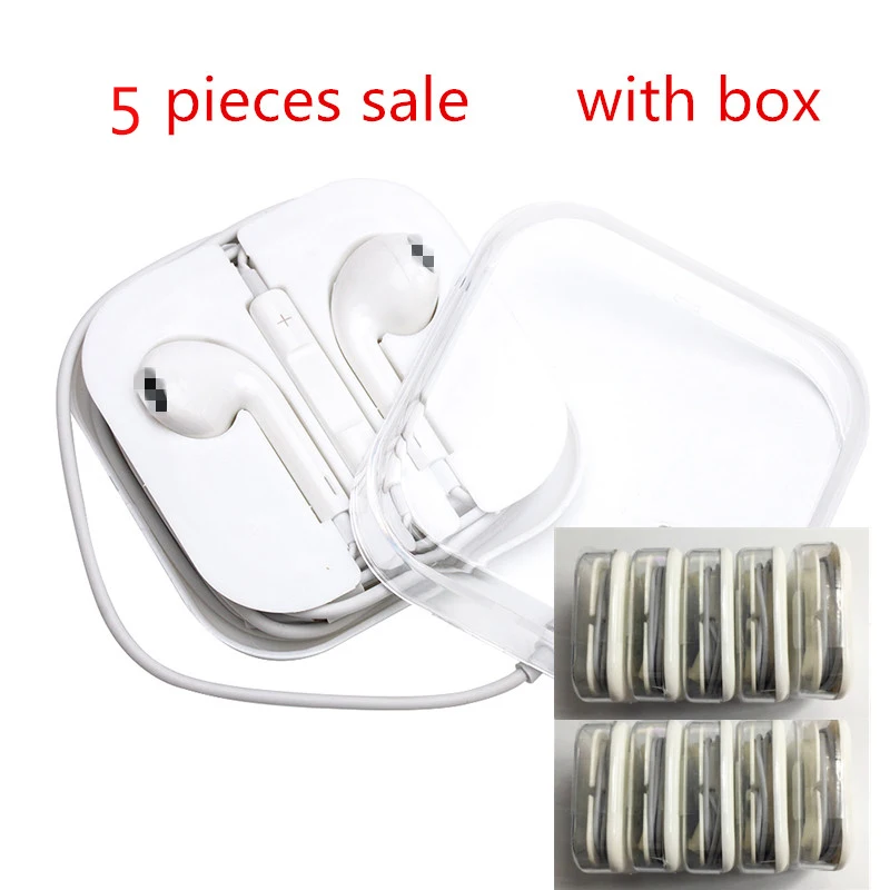 

5 boxes 3.5mm Wired Earphone Sport Earphone White Flat With microphone Traveling Headset For ios xiaomi huawei