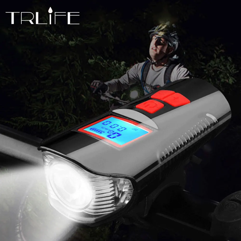 

3 in1 USB Bicycle Light Bike Computer LCD Screen Wireless Speedometer MTB Cycling Light USB Rechargeable Stopwatch Electric Horn