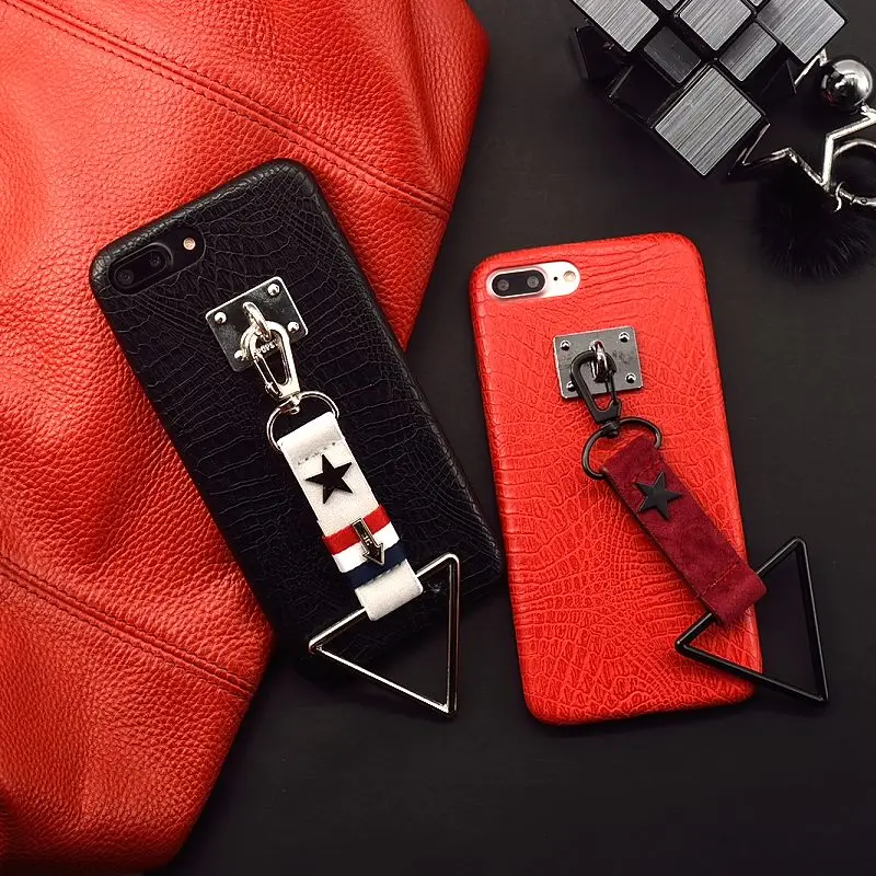 Phone Case For iPhone 6 s Plus 7 Плюс Мода Треугольник кулон Новый Искусственной Крокодиловой