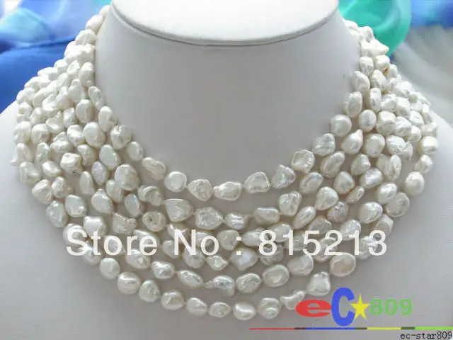 

N378 LONE 92" 11mm WHITE baroque keshi reborn pearl NECKLACE N Discount NEW