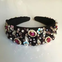 Барокко блёстки цветок повязка с короной с жемчугом Свадебные украшения Аксессуары для волос ручной работы Полный Кристалл бисера мечта bijoux cheveux