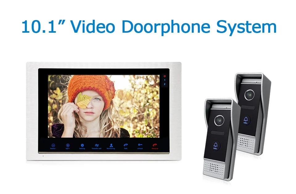 HomeEye 10 дюймов видео видеопереговорное устройство Обнаружение движения OSD меню сенсорная кнопка 2-1 Система доступа безопасности 1200TVL IR
