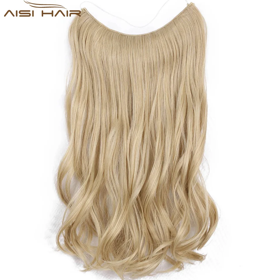 

I's a wig Fish Line Hairpieces 22'' Invisible Wire No Clips in Hair Extensions Secret Silky Straight Synthetic Hairs 100g/pic