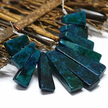 

Fashion blue green chrysocolla stone beads 11 pieces stick vintage pendant set women jewelry making B1556