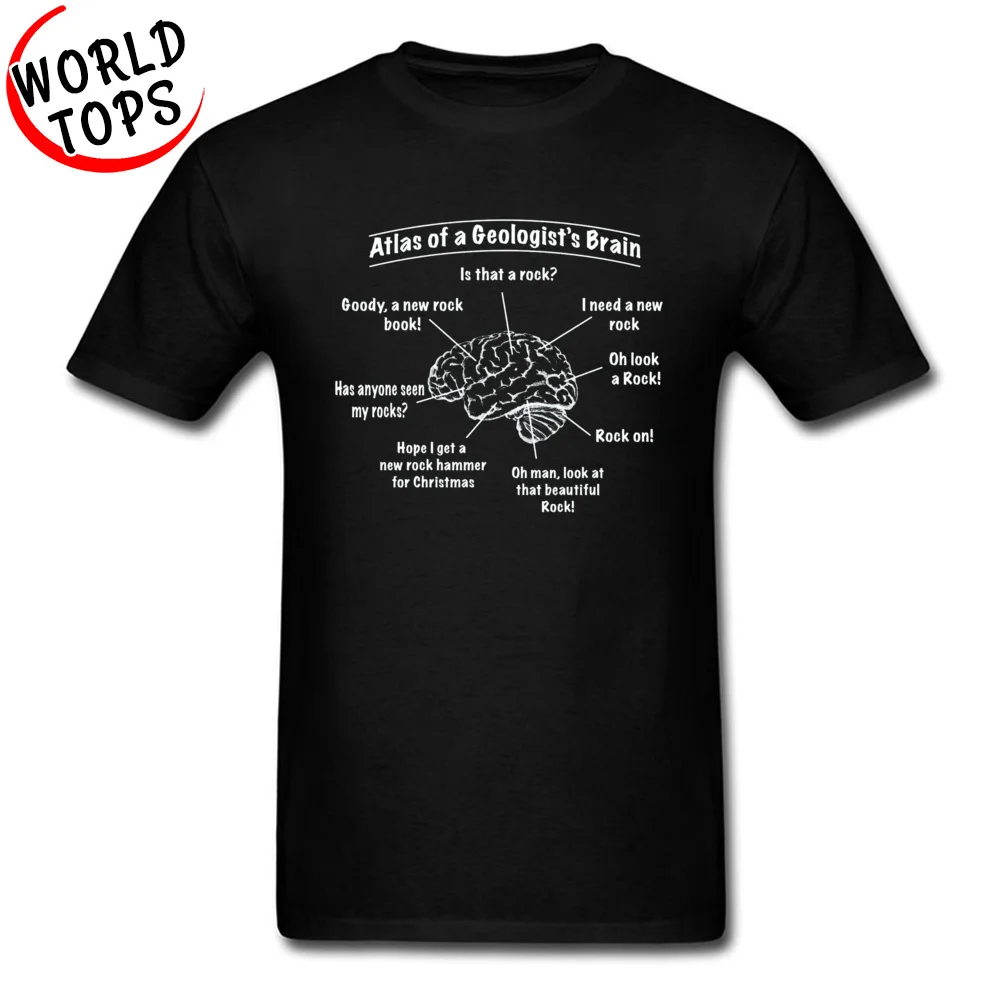Comics Customized Round Neck T Shirt Summer/Autumn Tops T Shirt Short Sleeve for Men Latest 100% Cotton Slim Fit T Shirts Atlas of a Geologist Brain 11337 black
