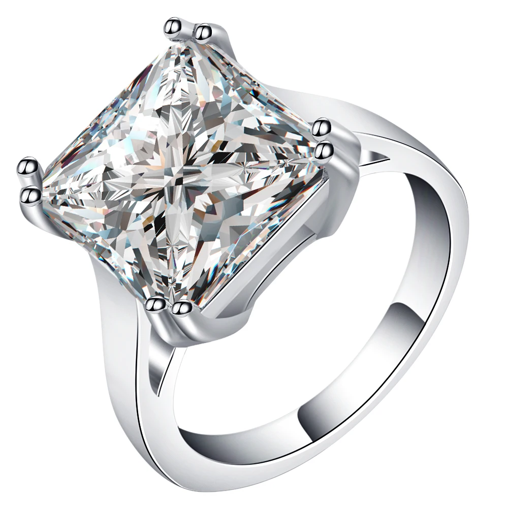 

Hainon Luxury 6 ct Big Square Cut AAA Zircon Ring with Large CZ stones Ring for Women Fashion Jewelry Female Rings