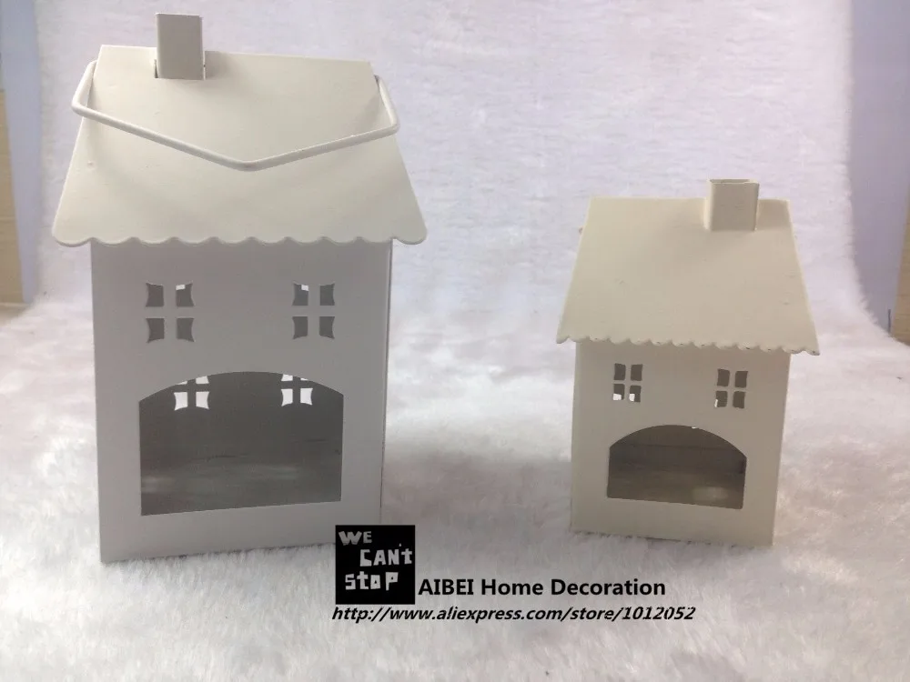 Белый Железный маленький домик подсвечники Европейский стиль креативный подарок ретро домашнее свадебное украшение