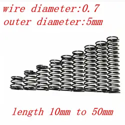 50 шт. проволоки 0.7 мм od = 5 мм длина 10 мм до 50 мм небольшое пятно Весна провод Micro сжатие пружины весной