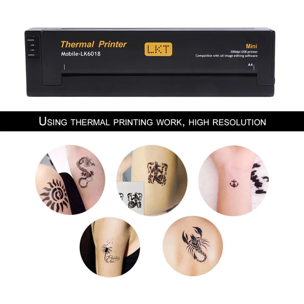 

Professional Lightweight Tattoo Drawing Design Copier Portable Tattoo Transfer Machine Paper Maker Printer US/EU Plug Black