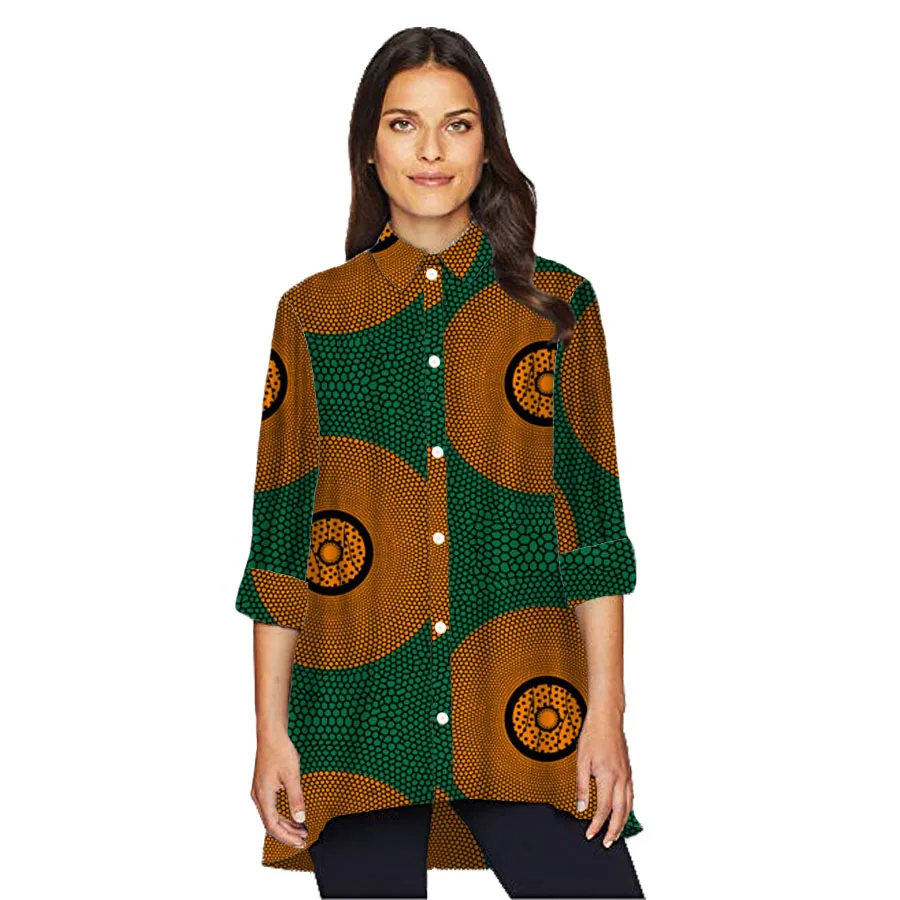 

Fashion African Print Women Tops Long Sleeve Shirts Ladies Dashiki Clothes African Print Shirts Africa Women Clothing Customized