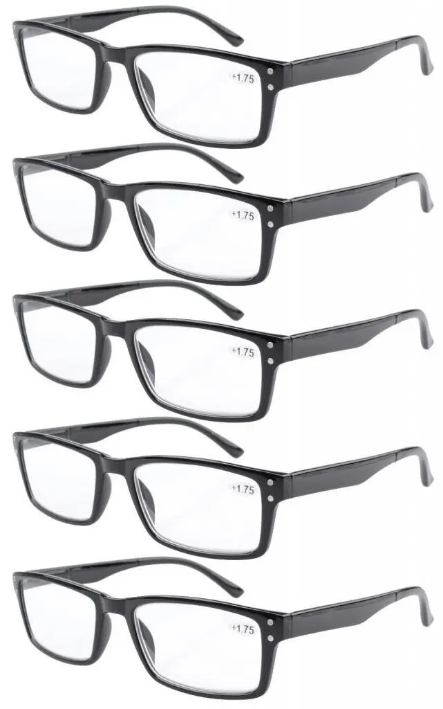 R057 Eyekepper 5-pack весенние шарниры ретро очки для чтения включают очки для чтения+ 100-+ 400 - Цвет оправы: 5 pcs Black