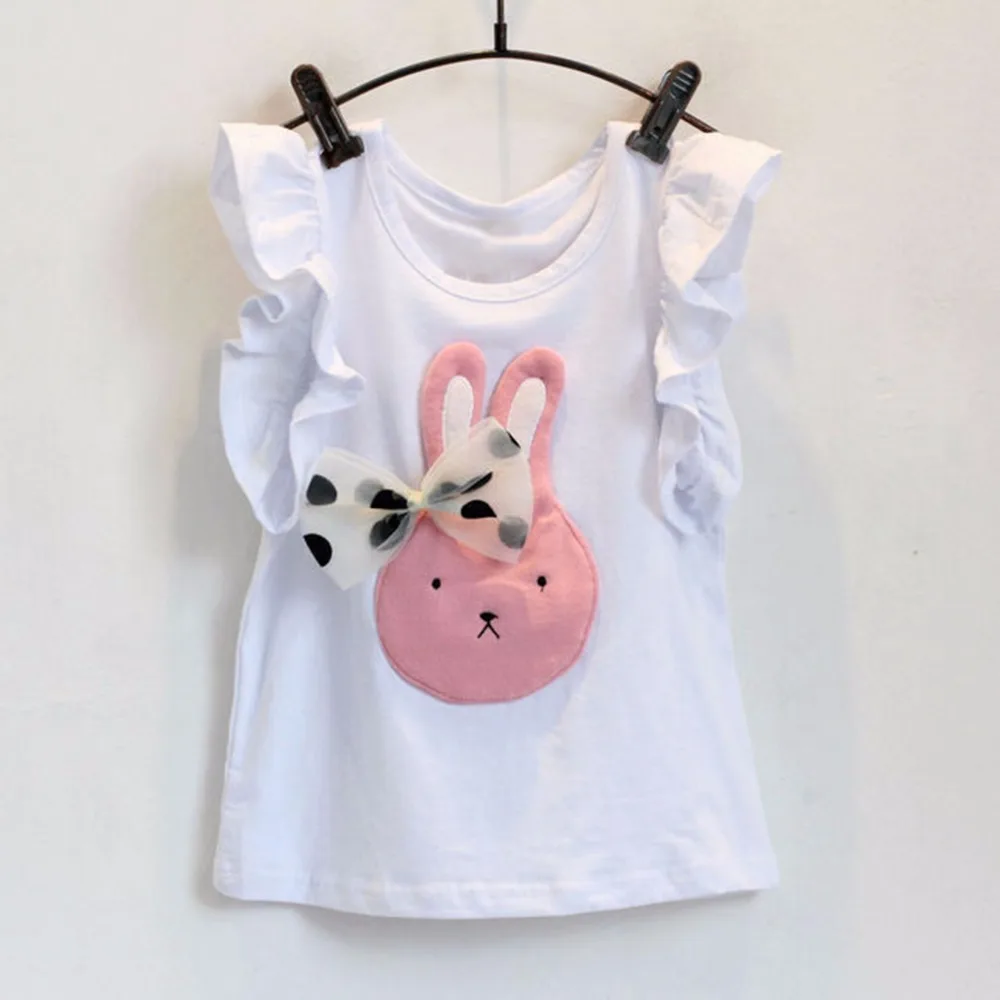 Online 2017 Bayi Gadis Musim Panas Set Pakaian Anak anak Putri Pakaian Anak Pakaian Rubbit T Shirt + Titik Mesh Gaun Pakaian 1 6 T