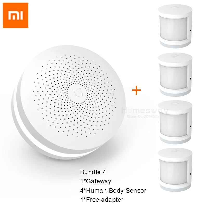 Xiaomi Mijia Умный домашний комплект Xiaomi шлюз инфракрасный датчик движения датчик человеческого тела для безопасности умного дома - Цвет: Bundle 4