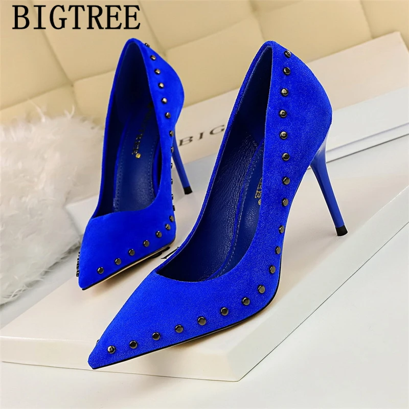 

blue heels party shoes bigtree shoes wedding ladies pumps women shoes luxury heels extreme high heels sexy chaussures femme buty