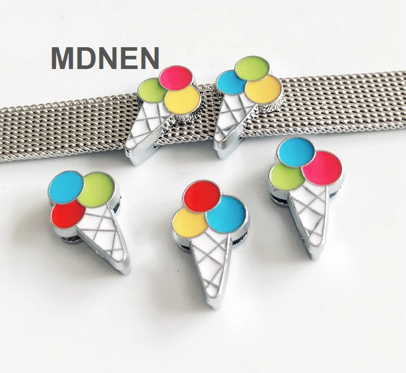 

Free Shipping,20PCS 8MM Enamel Mixed color Ice cream Slide Charms Letters DIY Accessories Fit 8mm Belts Bracelets, CCOR, CD0320