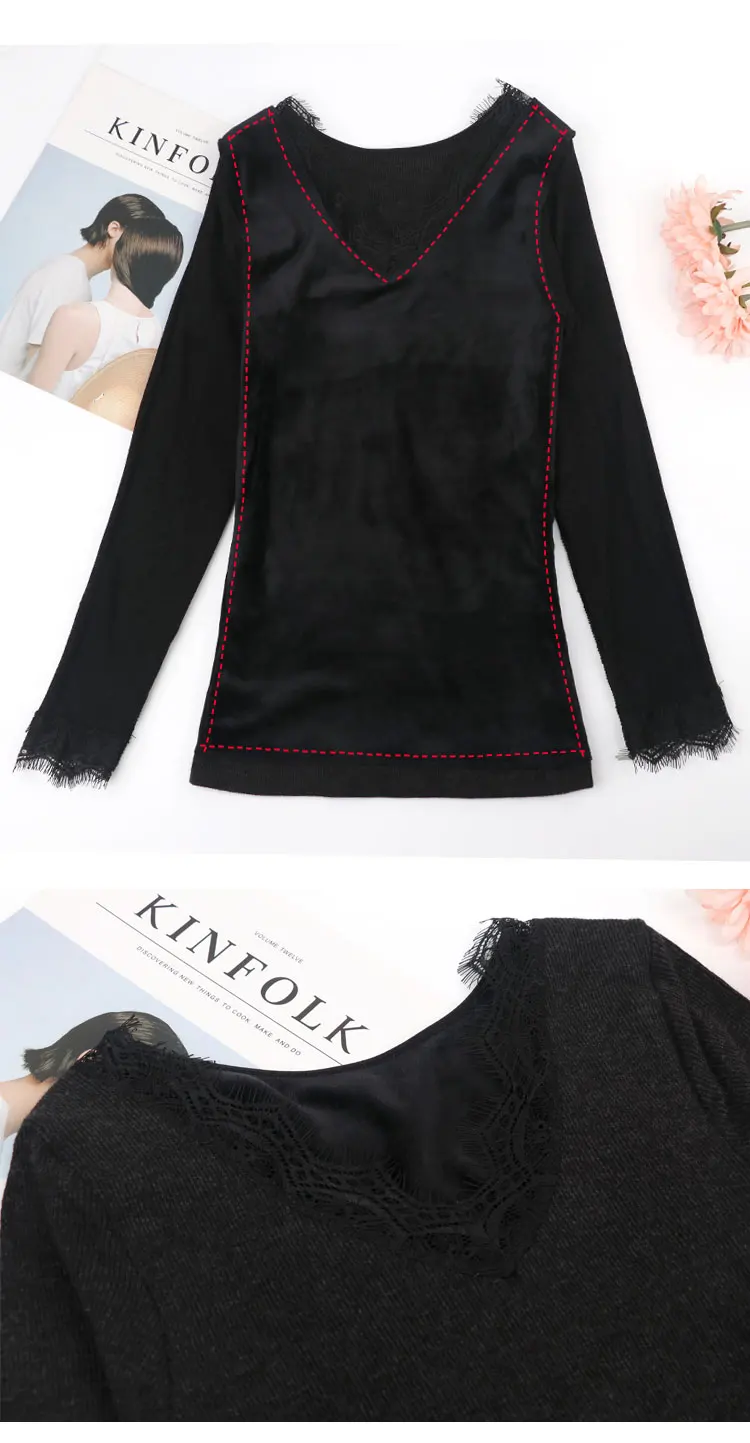 Женские длинные кальсоны с v-образным вырезом, свитер с длинными рукавами, теплая зимняя одежда, женское нижнее белье, новая Корейская версия