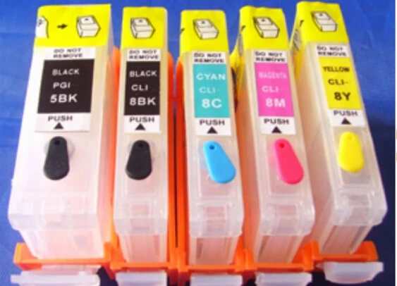 

PGI-5BK,CLI-8BK/C/M/Y Empty refillable Ink cartridges for Canon IP4200/4300/4500/5200/5200/5300/6600D with ARC chips