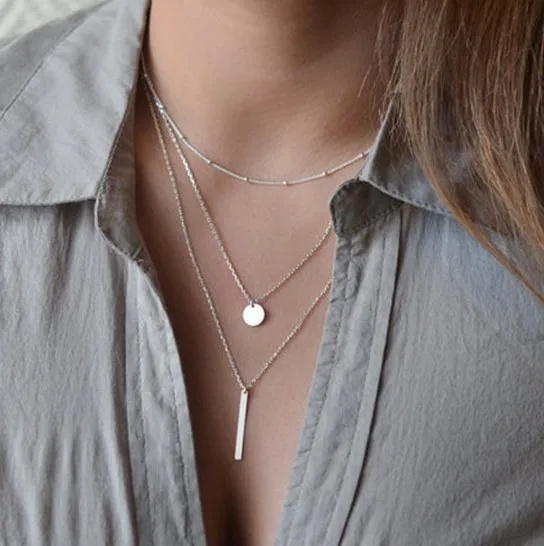 Ожерелье Цвет кулона del oro de la manera многослойное borlas collares gargantilla pluma ожерелье colgantes