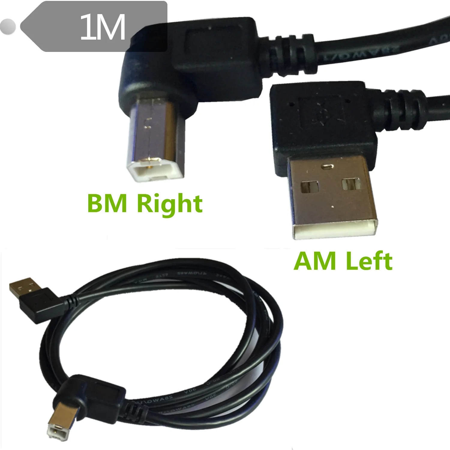 USB Type AM левый угловой штекер для B папа правый Принтер Сканер кабель 1 м| |