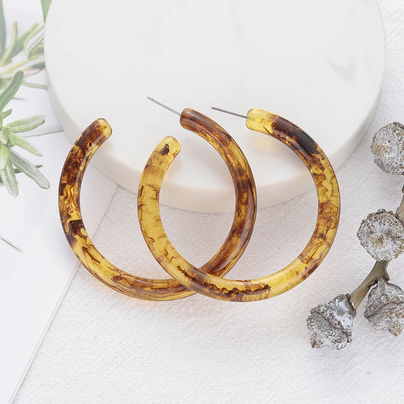 

Camel Acrylic Drop Earrings Geometric Resin Earrings Women Exaggerated Simple Eardrop Irregular Acetate Dangler Wedding Jewelry